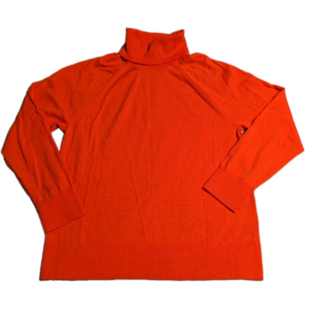 Banana Republic 100% Merino Wool Turtleneck Sweater Womens L Orange Pullover